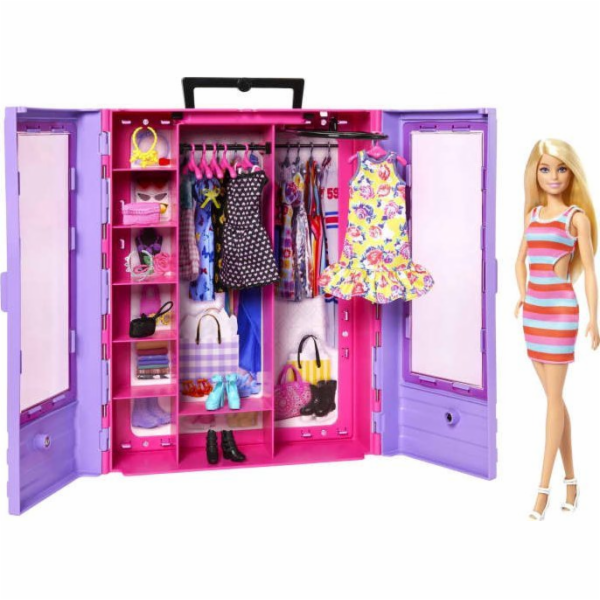 Panenka Barbie Mattel Barbie Šatní skříň s panenkou a doplňky HJL66