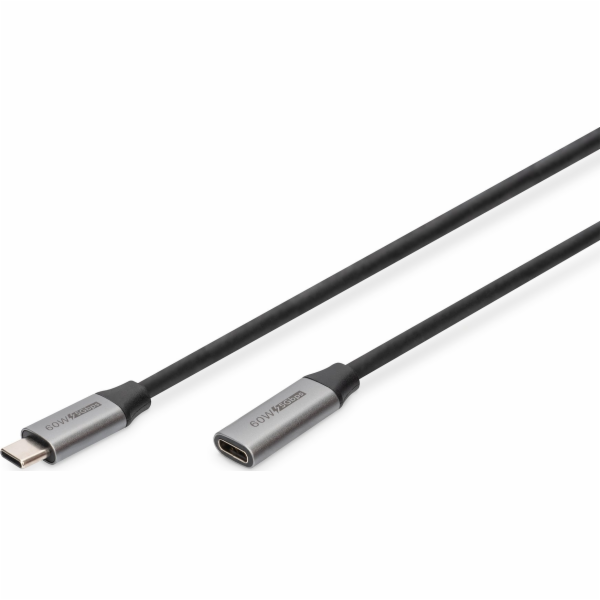 USB 3,0 W 60W/5Gbps Rozšiřující kabel USB C/USB C M/ż 0,5 m černé