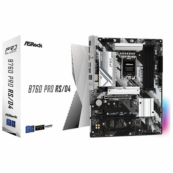 ASRock MB Sc LGA1700 B760 PRO RS/D4, Intel B760, 4xDDR4, 1xDP, 1xHDMI