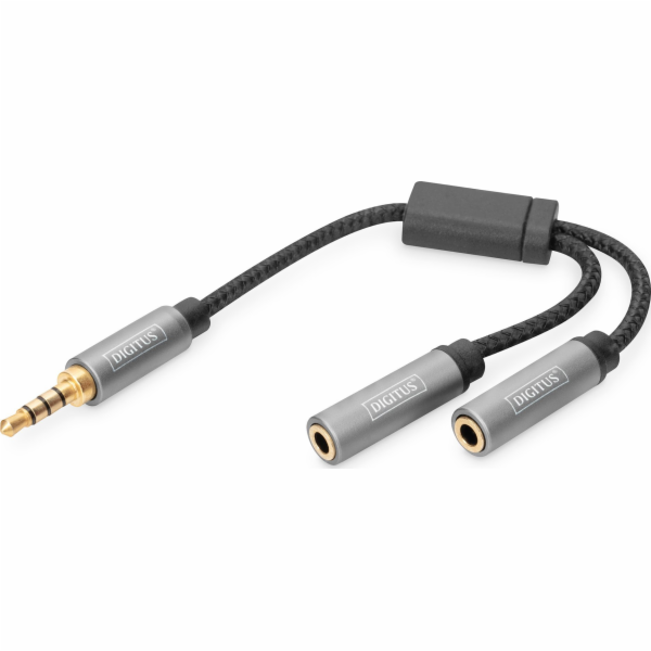 Kabel adaptéru náhlavní soupravy MiniJack 3,5 mm/2x 3,5 mm MiniJack M/F nylon 0,2 m