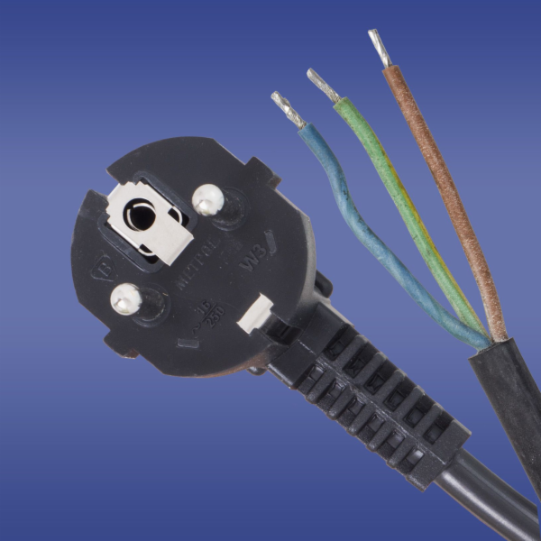 Kabel připojení Elektro-Plast s černou úhlovou zástrčkou 3 x 1,5 mm 1,5 m (51,933)