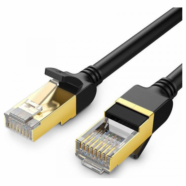 Ugreen kulatý síťový kabel Ugreen NW107 Ethernet RJ45, Cat.7, STP, 0,5 m (černá)