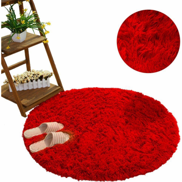 Strado kulatý koberec Shaggy Strado 180x180 krvavý (červená) univerzální