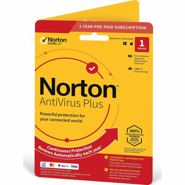 Norton Antivirus plus 1 zařízení 12 měsíců