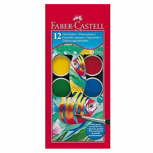 Faber-Castell School Paints 12-Kol. 24 mm malá rakev