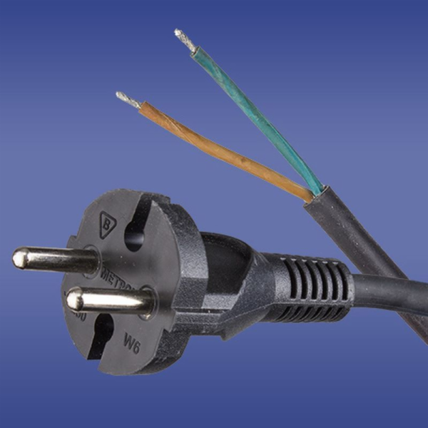 Kabel připojení Elektro-Plast W-6 2x1,5 mm2 černá s rovnou zátkou 5m 51.920
