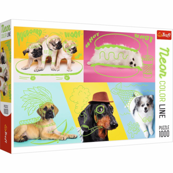 Puzzle 1000 prvků Neon Color Line - Awesome Dogs