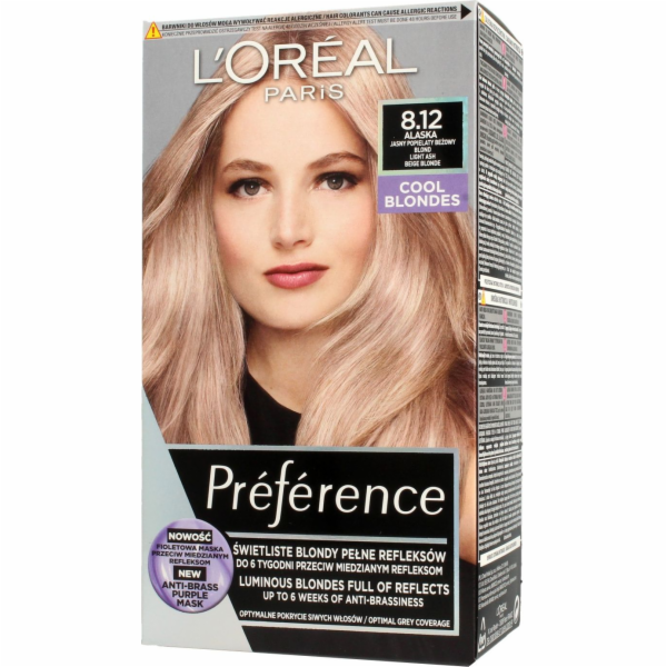 L Oreal Professionel Preference Dye 8.12 Aljaška - světle šedá béžová blond 1op.