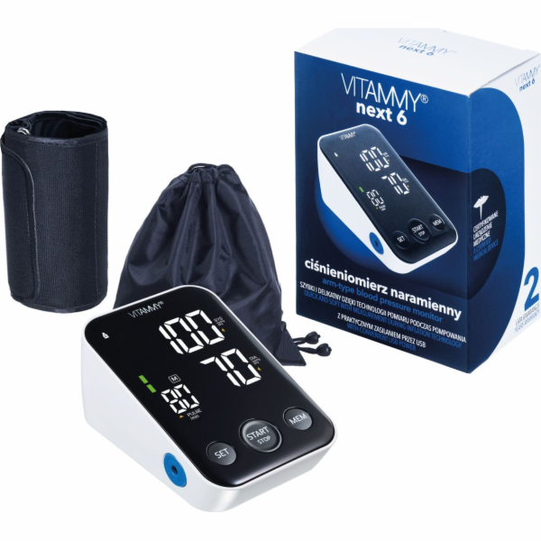 Vitammy Vitammy Next 6 řemeslný tlakový monitor s manžetou 22-40 cm s měřením během čerpání a hlasového standardu- standardem