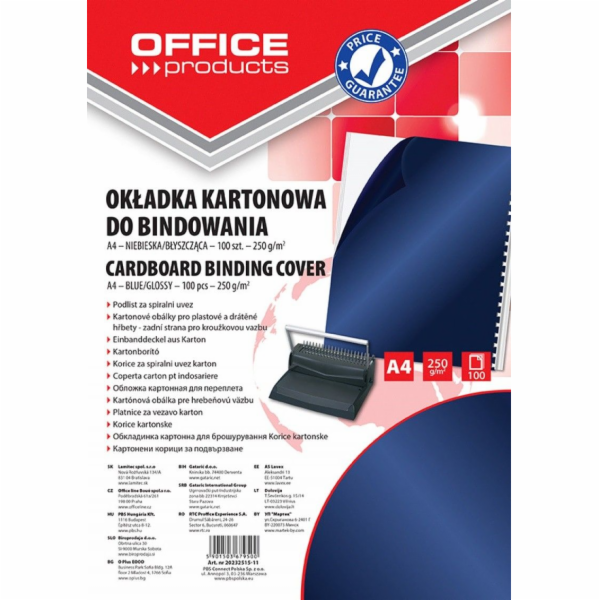 Kancelářské výrobky vazby pokrývají kancelářské výrobky, karton, A4, 250GSM, lesklé, 100 ks, tmavě modrá 20232515-11