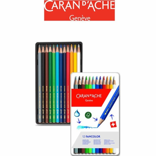 Caran D`arche Caran d ache Fancolor pastelky, kovová krabička, 12 ks.