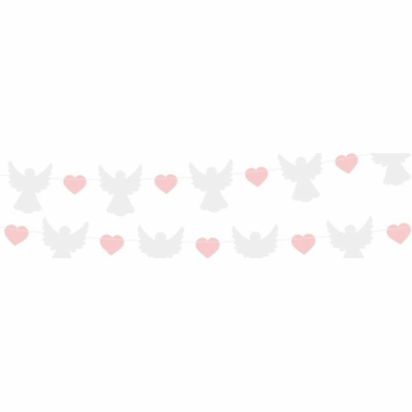 Papírové garlandské andělé růžové srdce 150 cm