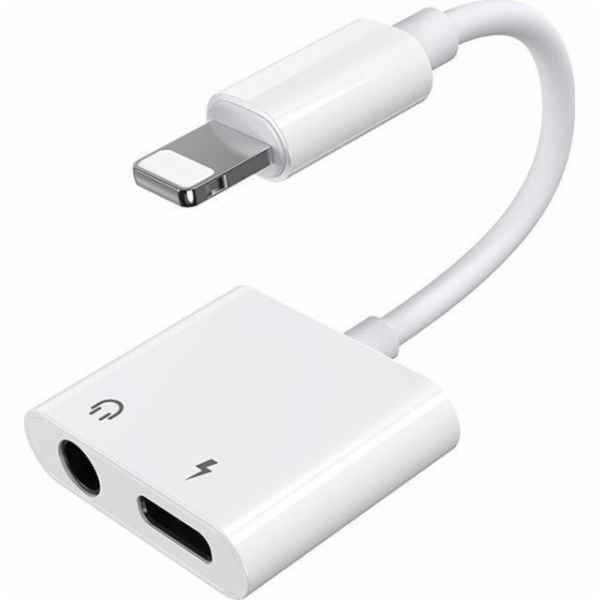 Adaptér USB Joyroom Lightning - Jack 3,5 mm + Lightning White (6956116718978)