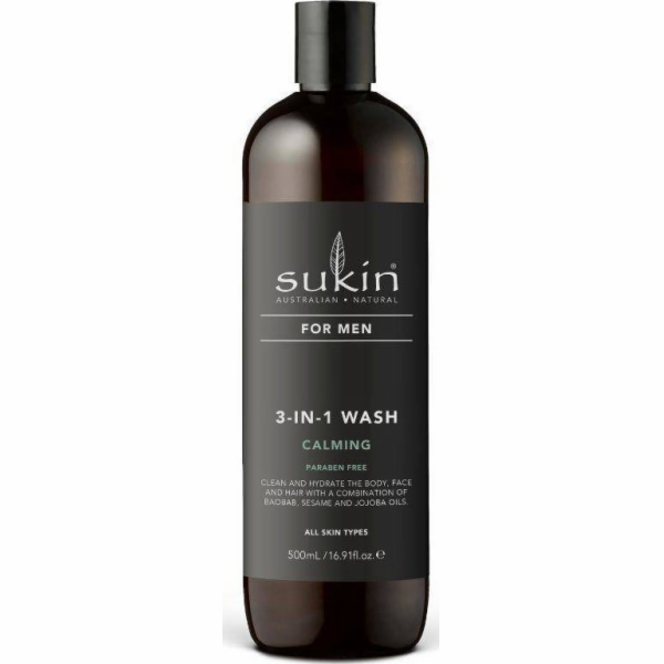 Sukin Sukin, pro muže uklidňující tělo a vlasy na mytí gel pro muže 3 v 1, 500 ml