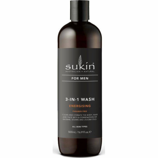 Sukin Sukin, pro muže Energizující tělo a vlasy na praní vlasů pro muže 3 v 1, 500 ml