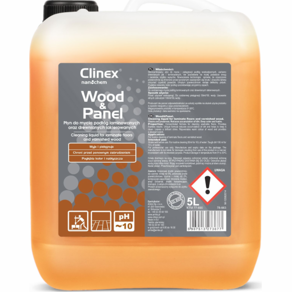 Klinexová tekutina pro dřevěné podlahy a panely Clinex Wood & Panel 5L, koncentrované