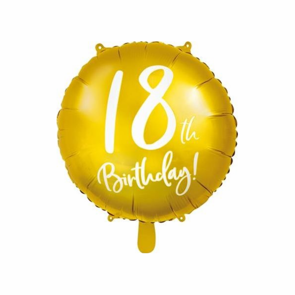 Party Deco Fólie Balloon 18. narozeniny, zlato, 45 cm univerzální