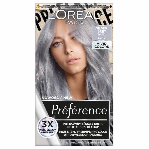L oreal_prreference živé barvy vlasů 10.112 stříbrná šedá