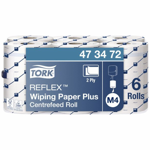 Tork Tork Reflex - Čištění papíru v roli střední nečistoty, 2 -vrstva, M4, Advanced - White