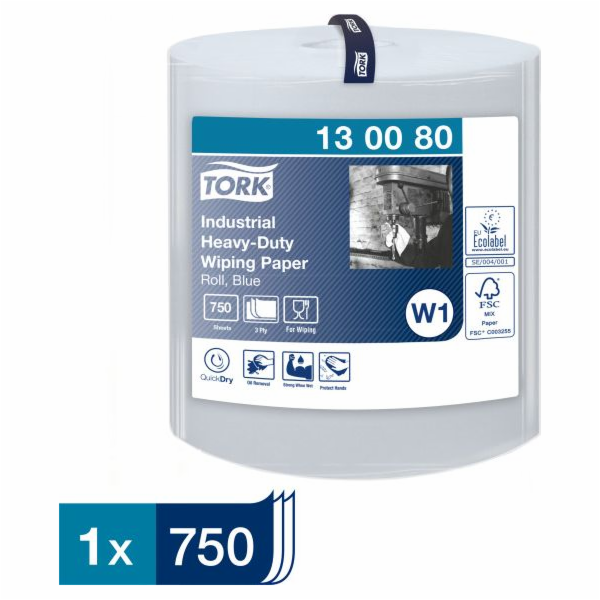 Tork Tork - Čistý papír ve velké roli pro obtížné nečistoty, 3 -vrstva, extra absorpční, prémiová - modrá