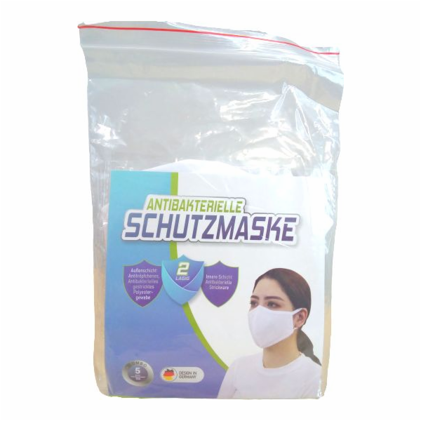 Ochranné, opakovaně použitelné, bílé masky - 5 kusů