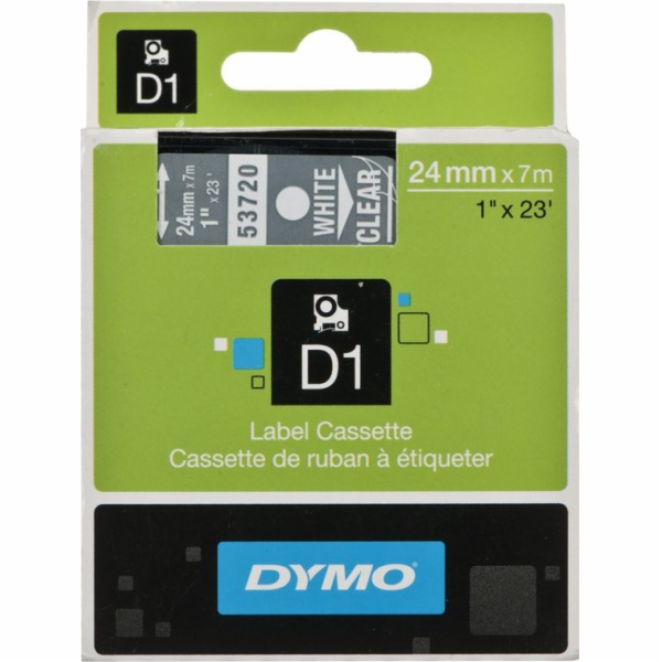 Dymo páska Dymo D1 24 mm x 7m Transparent (bílý text)
