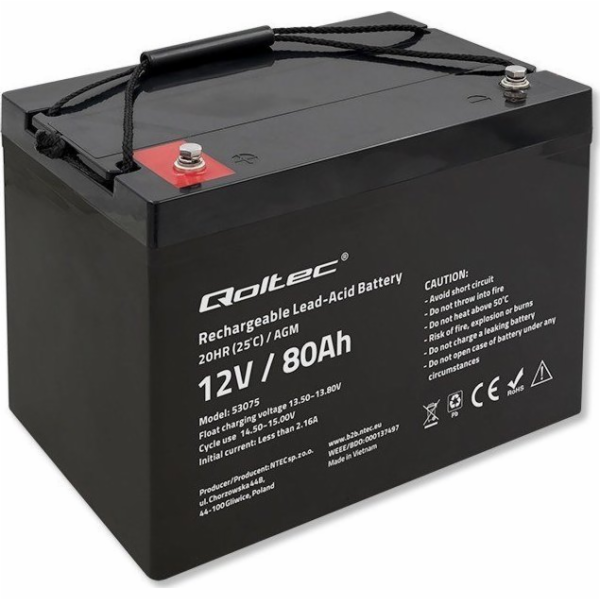 Baterie Qoltec AGM 12V | 80AH