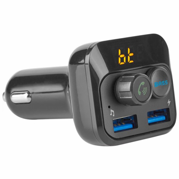 NEDIS FM Transmitter do auta/ Hands free volání/ 1.0 "/ LED obrazovka/ Bluetooth 5.0/ 12 - 24 V DC/ 2.4 A/ 2x USB/ černý