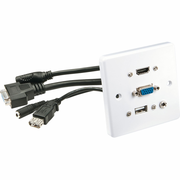 Čelní panel zásuvky HDMI + VGA + jack3,5mm + USB plast, bílé