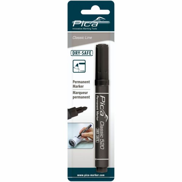 Pica Permanent Marker 1-4mm, Round Tip, black, Retail Pack.