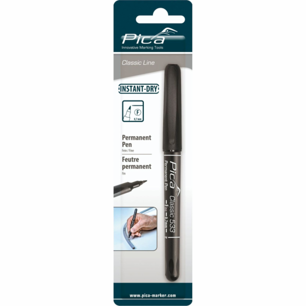 Pica Permanent Pen, 0,7mm black / Retail Packaging