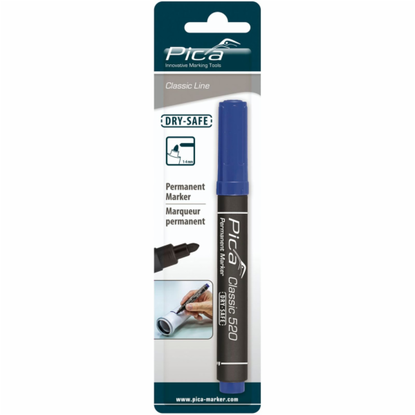 Pica Permanent Marker 1-4mm, Round Tip blue Retail Packaging