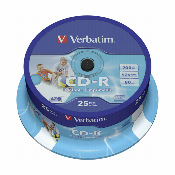 Verbatim CD-R 700MB 52x, Printable, spindle, 25ks (43439)