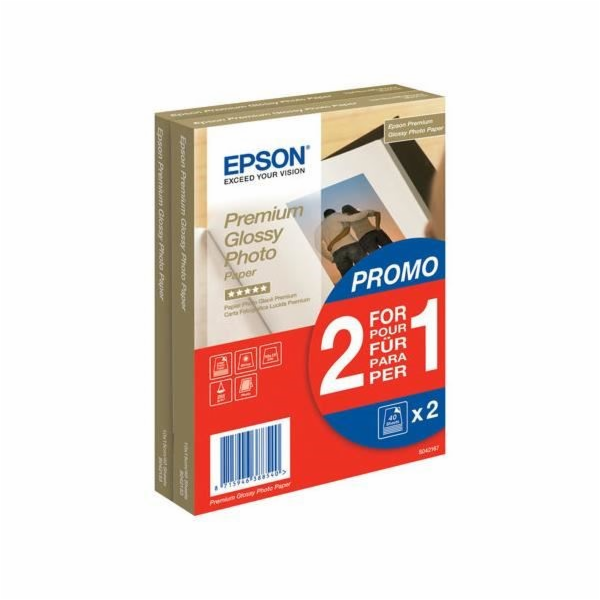 2x 40 Epson Premium Photo leskly papir 10x15 cm, 255 g