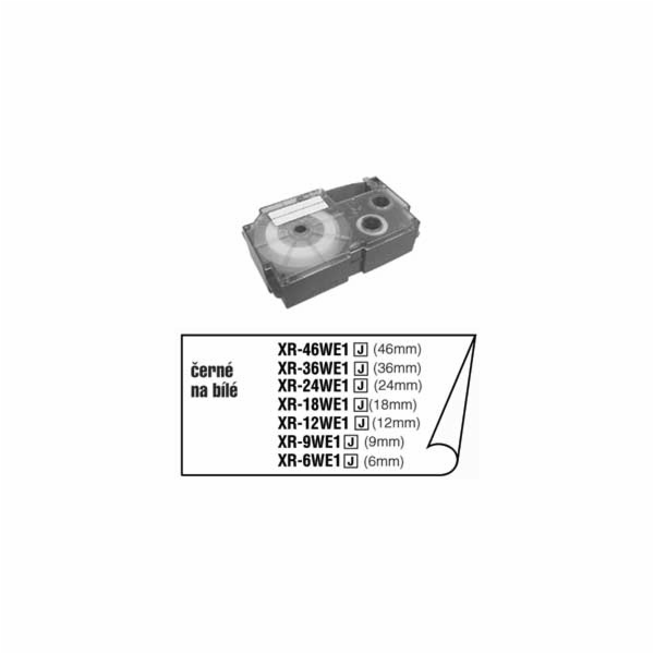 Páska do tiskárny štítků Casio XR-12WE1 12mm černý tisk/bílý podklad XR-12WE1