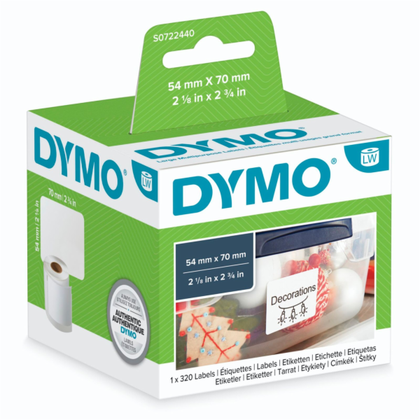 Dymo LabelWriter ORIGINAL Vielzwecketiketten 54x70mm, 1 Rolle mit 320 Etiketten