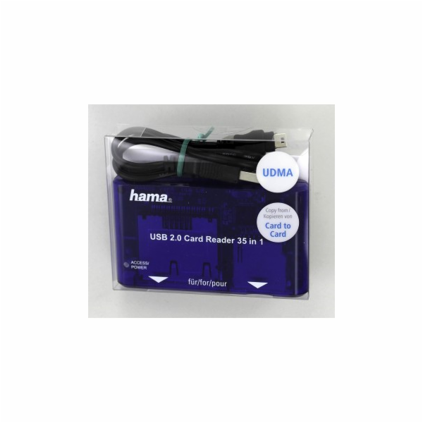 Čtečka karet Sandisk (Hama) 35v1, USB 2.0, modrá