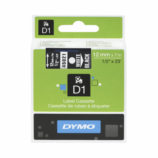 Dymo D1 12mm White/Black labels 45021