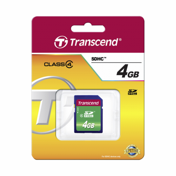 Paměťová karta TRANSCEND 4GB SDHC (SD2.0 Class 4) memory card