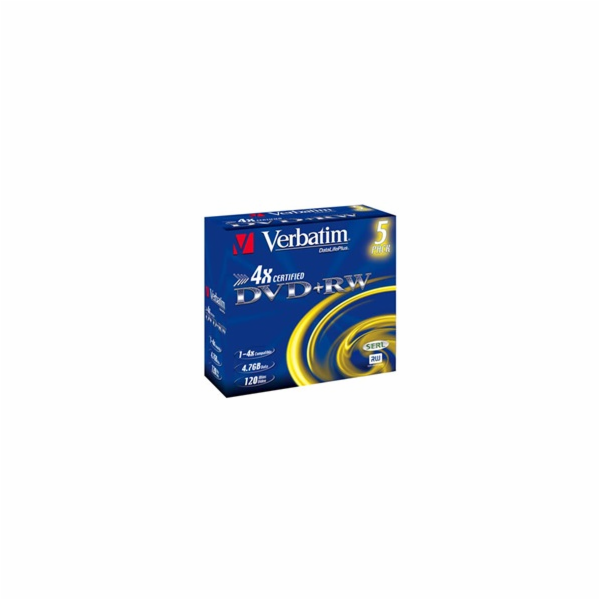 Disk DVD+RW VERBATIM 4,7GB, 4x, jewel box, 5ks