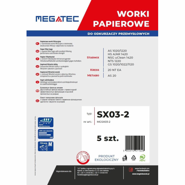 Papírové tašky Megatec SX03-2 15 l 5 ks