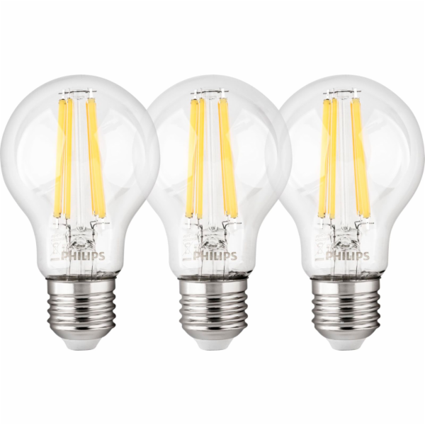 Philips LED Lamp E27 3-Pack 75W 2700K Filament