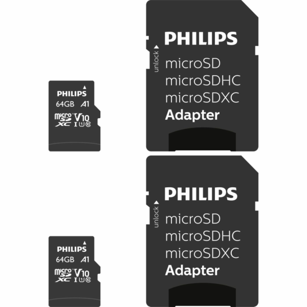 Philips MicroSDXC 2-Pack 64GB Class 10 UHS-I U1 incl. Adapter