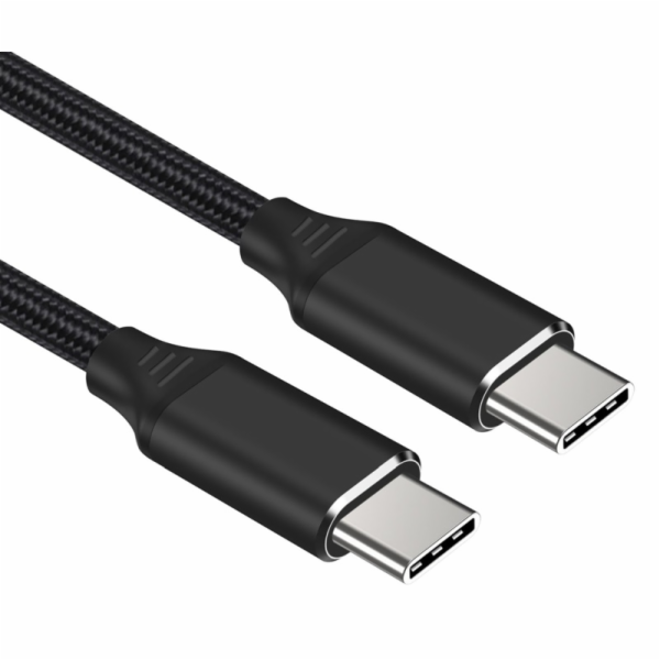 PREMIUMCORD Kabel USB-C M/M, 240W 480Mbps černý bavlněný oplet, 1m