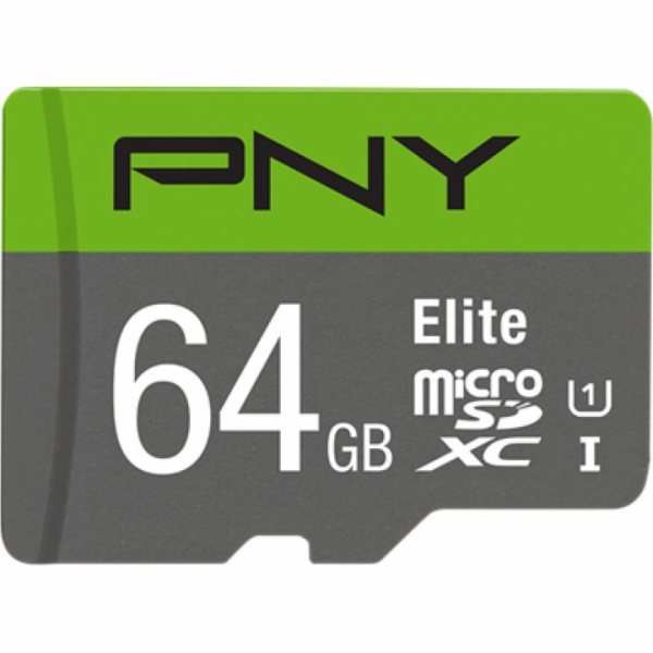 Karta PNY Elite MicroSDXC 64 GB Class 10 UHS-I/U1 A1 V10 (P-SDUX64U185GW-GE)