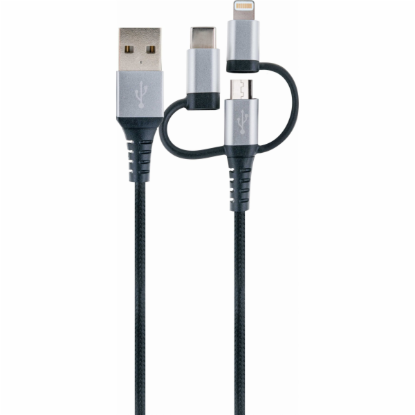 Kabel USB Schwaiger USB-A - USB-C + microUSB + Lightning 1.5 m Czarny (LKU100533)