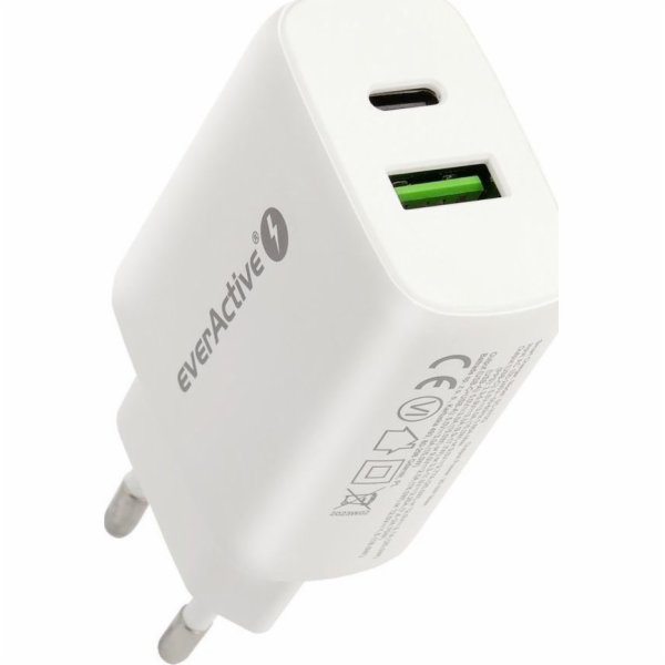 everActive SC-370Q wall charger with USB QC3.0 socket and USB-C PD PPS 25W