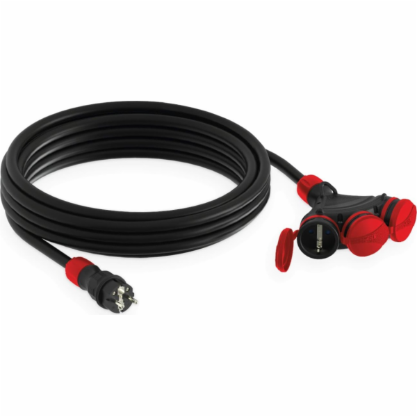 Prodlužovací kabel konstrukce 3. Z/U/U 25M/H05R-F 3X2.5/IP54 Black/Red In-01178