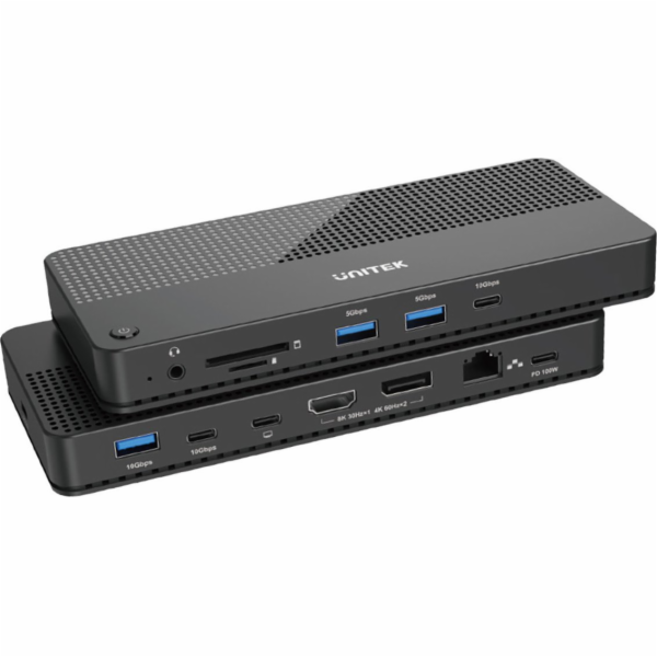 Station/Replicator Unitek Unitek USB Docking Station 4 12in1, HDMI/DP 8K, 4x USB-C, 3xusb-A, SD, PowerDelivery 100W