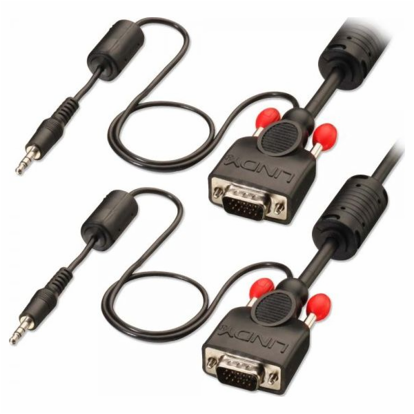 Kabel Lindy D-Sub (VGA) -D-sub (VGA) + Jack 3,5 mm 10m černá